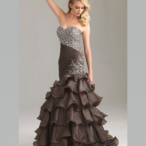 NIGHT MOVES CHOCOLATE EMBELLISHED PROM/FORMAL GOWN SIZE 2